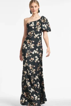 Sachin & Babi One Shoulder<Aubrey Gown - Black Venetia Petal Blackvenetiapetal