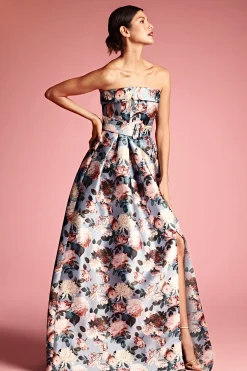 Sachin & Babi Plus Sizes|Strapless<Brielle Gown - Ice Blue Garden Icebluegarden