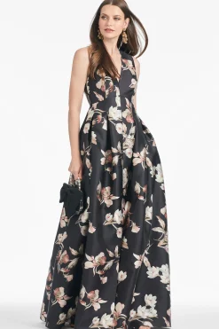 Sachin & Babi Plus Sizes|Sleeveless<Brooke Gown - Black Venetia Petal Blackvenetiapetal
