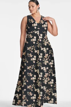 Sachin & Babi Plus Sizes|Sleeveless<Brooke Gown - Black Venetia Petal Blackvenetiapetal
