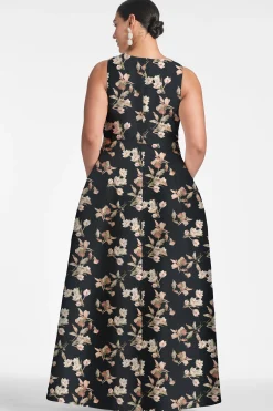 Sachin & Babi Plus Sizes|Sleeveless<Brooke Gown - Black Venetia Petal Blackvenetiapetal