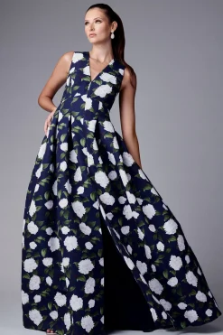 Sachin & Babi Plus Sizes|Sleeveless<Brooke Gown - Navy/Ivory Moonlit Garden Navy/ivorymoonlitgarden