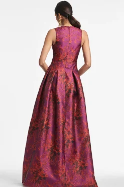 Sachin & Babi Plus Sizes|Sleeveless<Brooke Gown - Raspberry Bouquet Multi Raspberrybouquetmulti