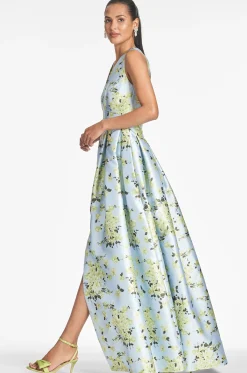 Sachin & Babi Plus Sizes|Sleeveless<Brooke Gown - Sky Citrine Floral Skycitrinefloral