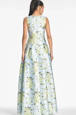 Sachin & Babi Plus Sizes|Sleeveless<Brooke Gown - Sky Citrine Floral Skycitrinefloral