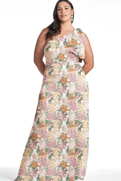 Sachin & Babi Plus Sizes|One Shoulder<Chelsea Gown - Antique Bouquet Antiquebouquet