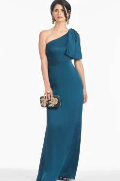 Sachin & Babi One Shoulder<Chelsea Gown - Bottle Green Bottlegreen