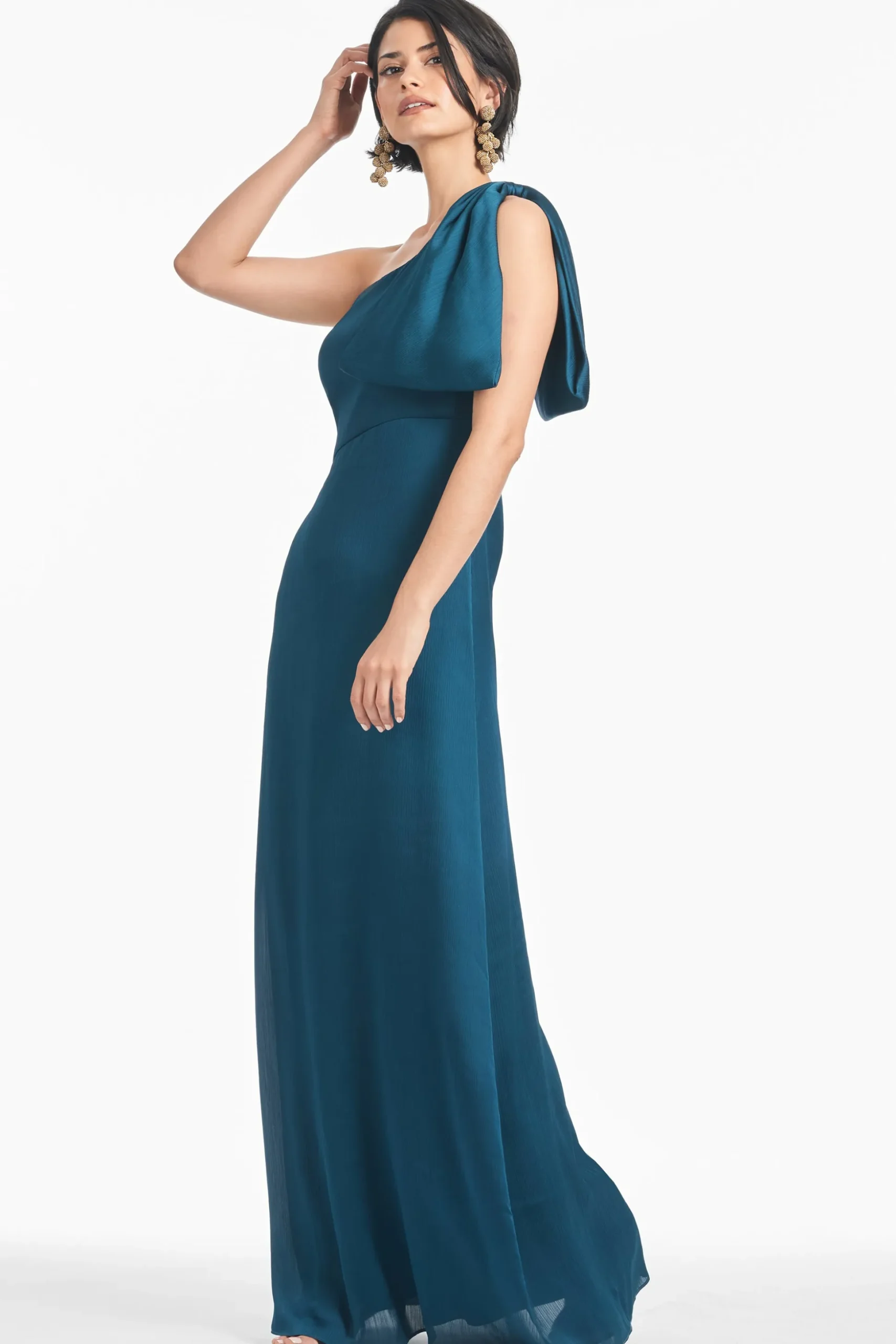Sachin & Babi One Shoulder<Chelsea Gown - Bottle Green Bottlegreen