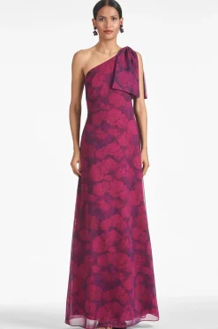 Sachin & Babi Plus Sizes|One Shoulder<Chelsea Gown - Magenta Bloom Magentabloom