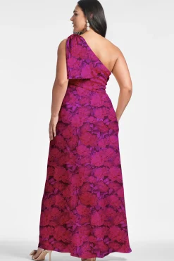 Sachin & Babi Plus Sizes|One Shoulder<Chelsea Gown - Magenta Bloom Magentabloom