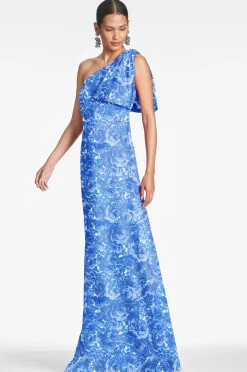 Sachin & Babi Plus Sizes|One Shoulder<Chelsea Gown - Mediterranean Blooms Mediterraneanblooms