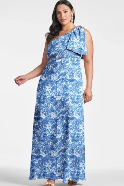Sachin & Babi Plus Sizes|One Shoulder<Chelsea Gown - Mediterranean Blooms Mediterraneanblooms