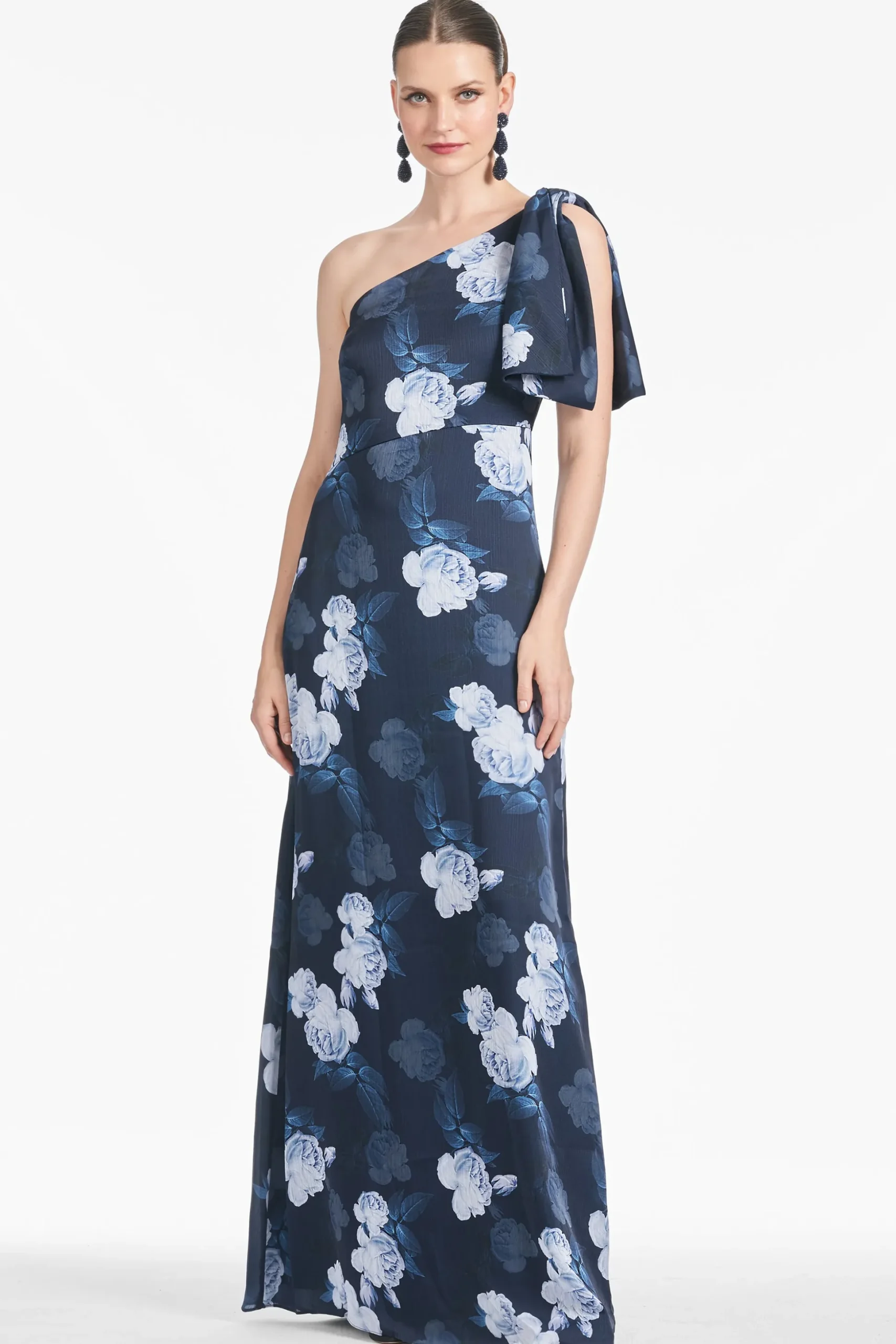 Sachin & Babi Plus Sizes|One Shoulder<Chelsea Gown - Midnight Glacial Rose Midnightglacialrose