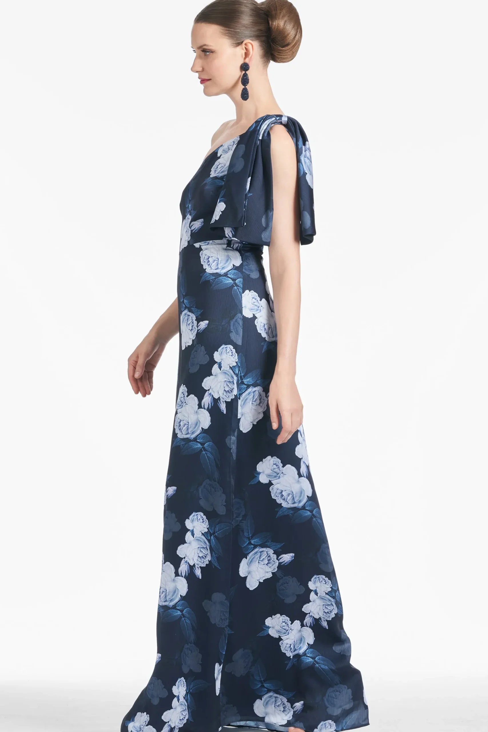 Sachin & Babi Plus Sizes|One Shoulder<Chelsea Gown - Midnight Glacial Rose Midnightglacialrose