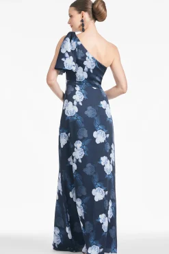 Sachin & Babi Plus Sizes|One Shoulder<Chelsea Gown - Midnight Glacial Rose Midnightglacialrose