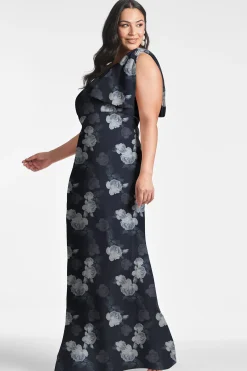 Sachin & Babi Plus Sizes|One Shoulder<Chelsea Gown - Midnight Glacial Rose Midnightglacialrose