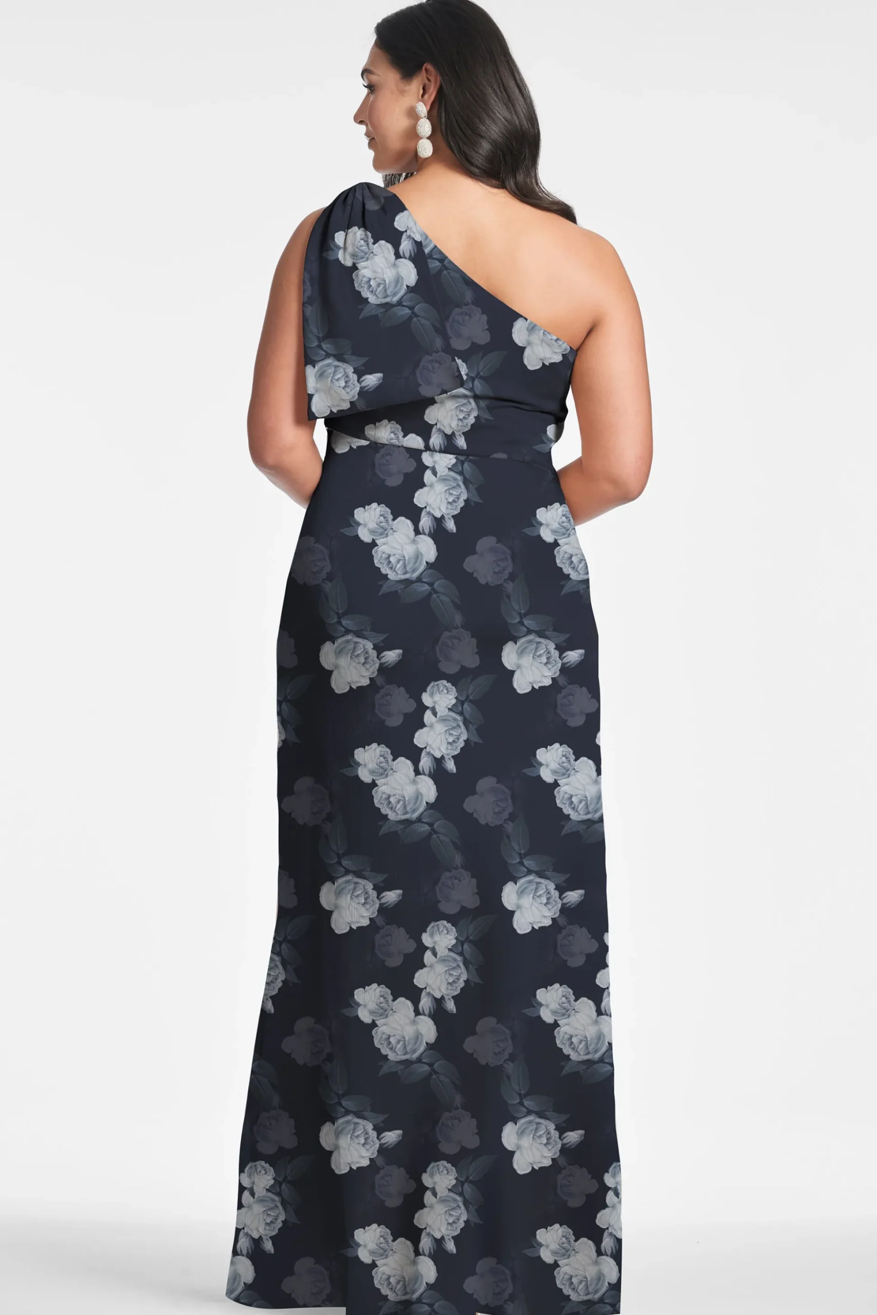 Sachin & Babi Plus Sizes|One Shoulder<Chelsea Gown - Midnight Glacial Rose Midnightglacialrose