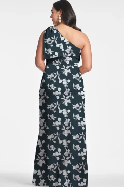 Sachin & Babi Plus Sizes|One Shoulder<Chelsea Gown - Navy Venetia Petal Navyvenetiapetal