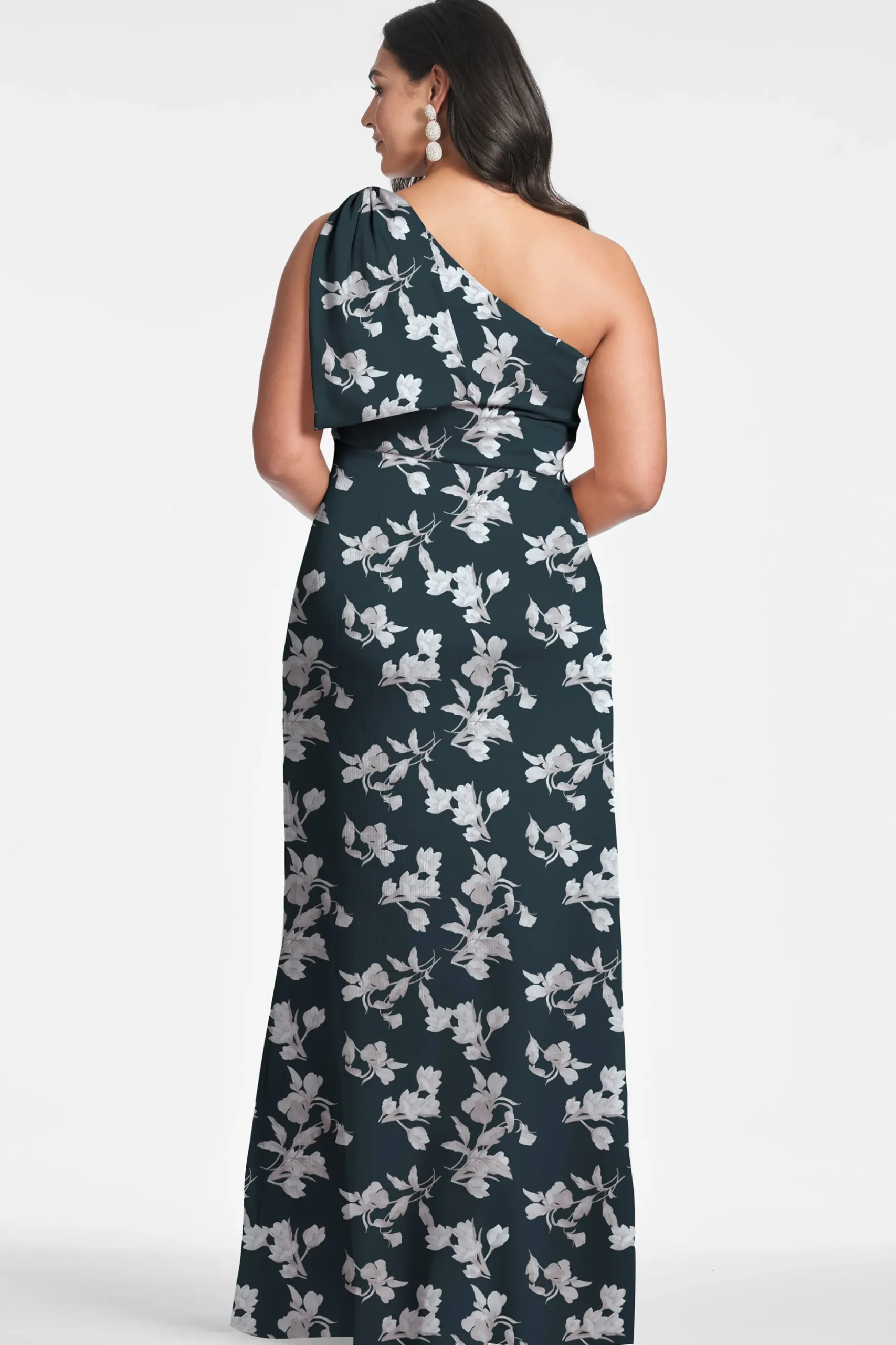 Sachin & Babi Plus Sizes|One Shoulder<Chelsea Gown - Navy Venetia Petal Navyvenetiapetal