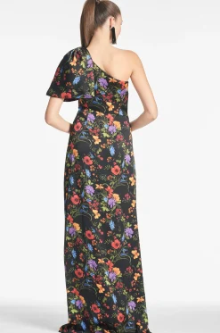 Sachin & Babi Plus Sizes|One Shoulder<Chelsea Gown - Noir Wildflower Noirwildflower