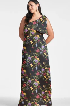 Sachin & Babi Plus Sizes|One Shoulder<Chelsea Gown - Noir Wildflower Noirwildflower