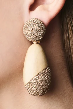 Sachin & Babi Earrings<Christina Earrings - Wood / Crystals Pantowood&amber