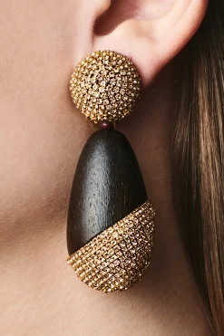 Sachin & Babi Earrings<Christina Earrings - Wood / Crystals Pantowood&amber