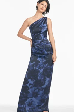 Sachin & Babi One Shoulder<Delancy Gown - Deep Ocean Bouquet Deepoceanbouquet