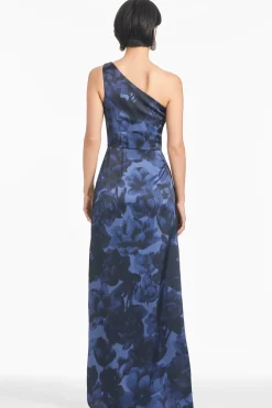 Sachin & Babi One Shoulder<Delancy Gown - Deep Ocean Bouquet Deepoceanbouquet
