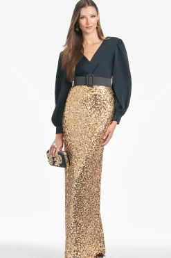 Sachin & Babi Long Sleeve<Dorinda Gown - Black/Sceptre Blacksceptre