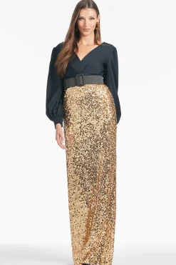 Sachin & Babi Long Sleeve<Dorinda Gown - Black/Sceptre Blacksceptre