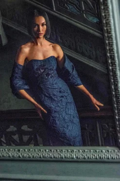 Sachin & Babi Strapless<Edie Gown - Deep Ocean Bouquet Deepoceanbouquet