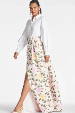 Sachin & Babi Plus Sizes|Long Sleeve<Florence Gown - White/Pink Lemonade Bouquet White/pinklemonadebouquet