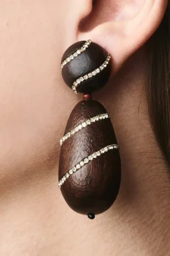 Sachin & Babi Earrings<Hudson Earrings - Wood / Crystals Robleswood&iceblue