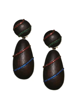 Sachin & Babi Earrings<Hudson Earrings - Wood / Crystals Robleswood&iceblue