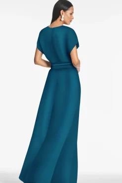 Sachin & Babi Short Sleeve<Leah Gown - Bottle Green Bottlegreen