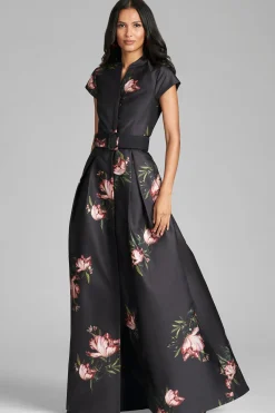 Sachin & Babi Cap Sleeve<Marta Gown - Noir Blossom Noirblossom