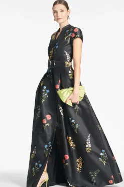 Sachin & Babi Plus Sizes|Short Sleeve<Marta Gown - Noir Bouquet Noirbouquet