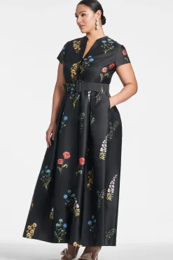 Sachin & Babi Plus Sizes|Short Sleeve<Marta Gown - Noir Bouquet Noirbouquet