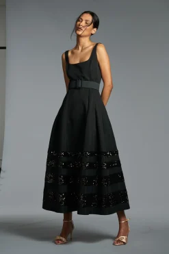 Sachin & Babi A-line|Midi<Sequin Mia Dress - Black