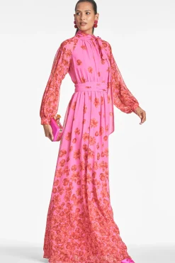 Sachin & Babi Plus Sizes|Long Sleeve<Vera Gown - Rose/vermillion