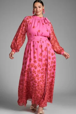 Sachin & Babi Plus Sizes|Long Sleeve<Vera Gown - Rose/vermillion
