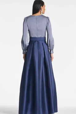 Sachin & Babi Plus Sizes|Long Sleeve<Zoe Gown - Cool Grey/Night Sky Smokeyslate/nightsky