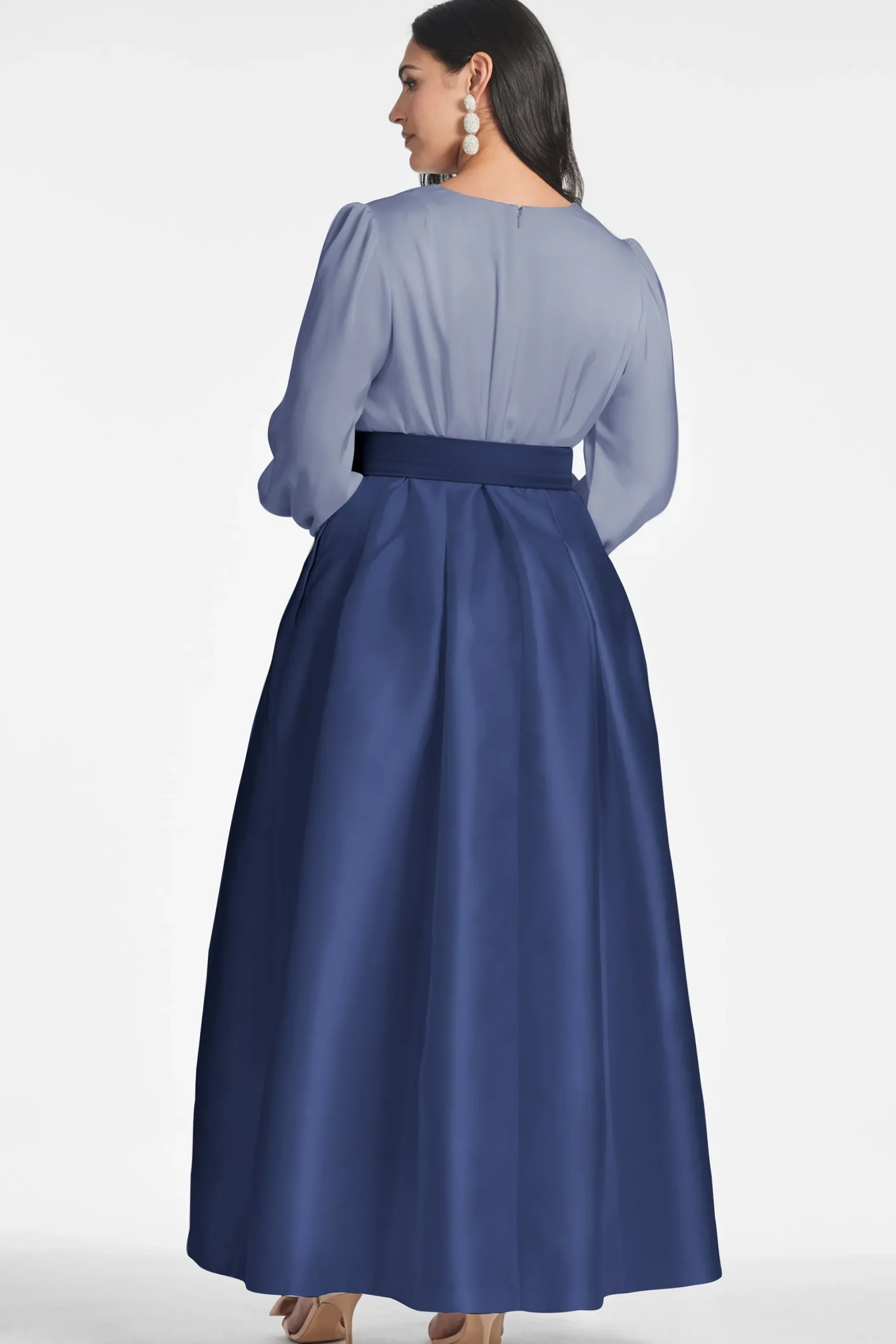 Sachin & Babi Plus Sizes|Long Sleeve<Zoe Gown - Cool Grey/Night Sky Smokeyslate/nightsky