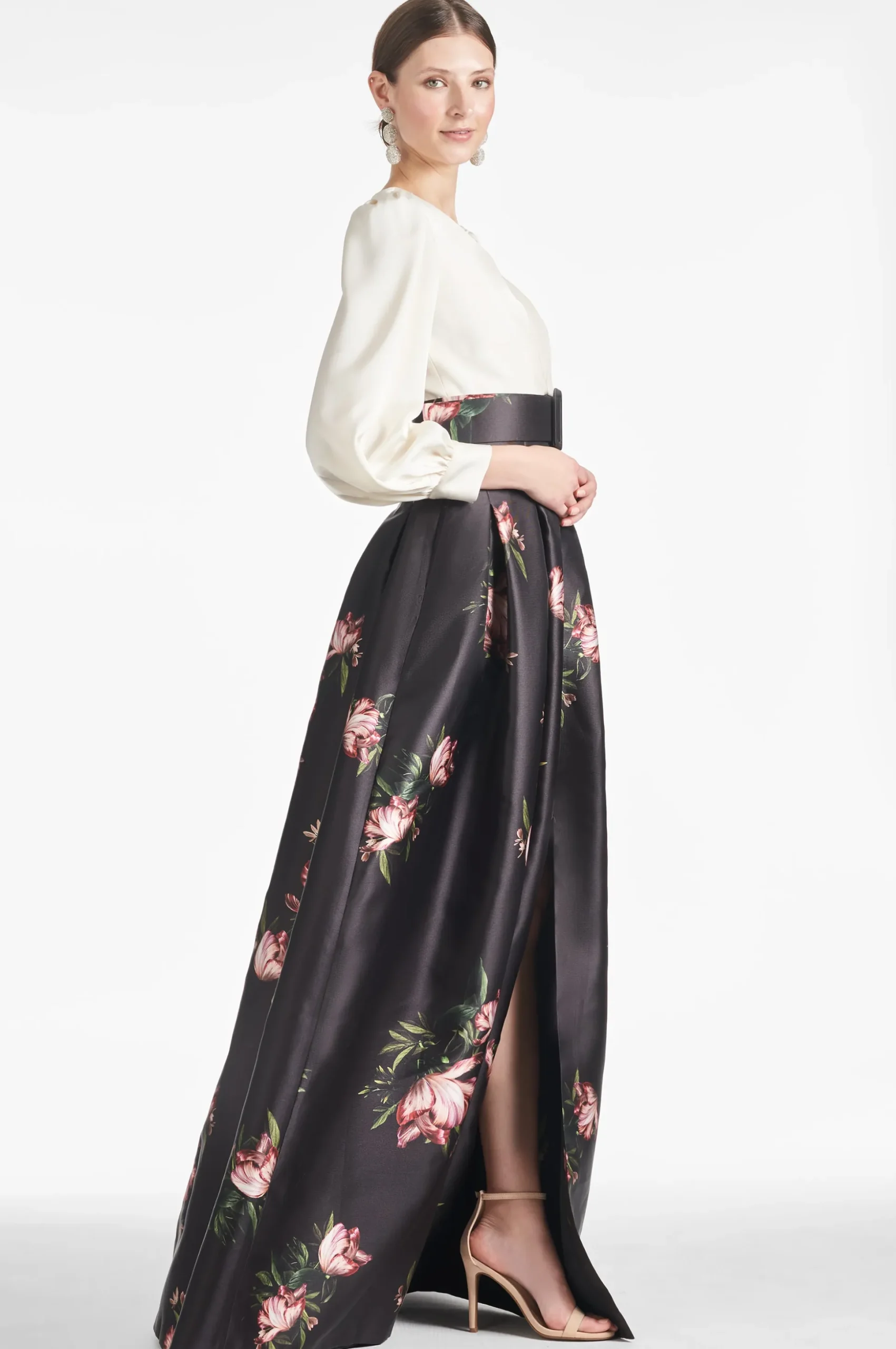 Sachin & Babi Plus Sizes|Long Sleeve<Zoe Gown - Ivory/Noir Blossom Ivory/noirblossom