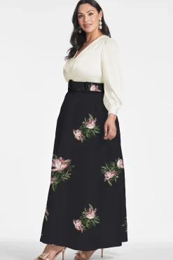Sachin & Babi Plus Sizes|Long Sleeve<Zoe Gown - Ivory/Noir Blossom Ivory/noirblossom
