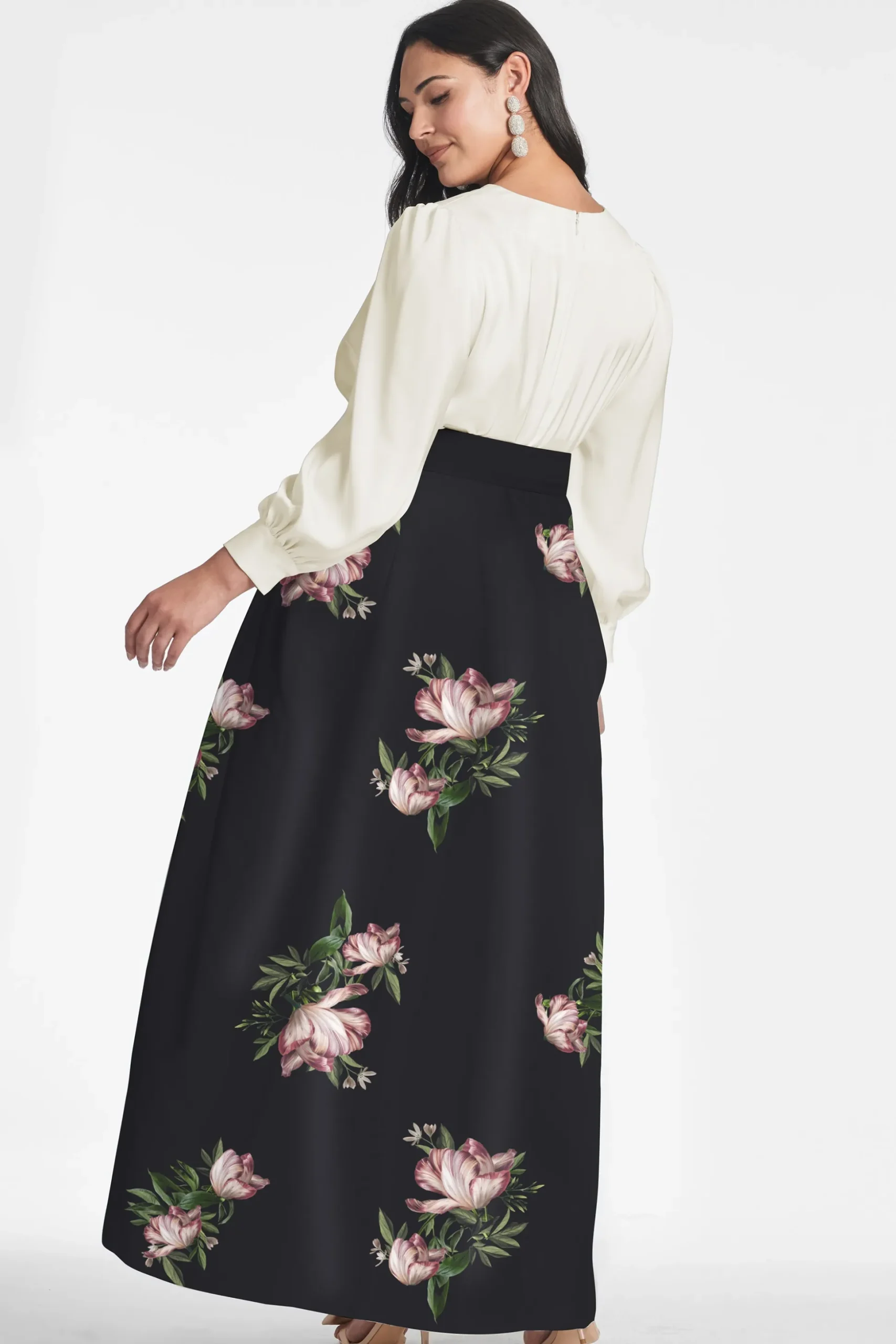 Sachin & Babi Plus Sizes|Long Sleeve<Zoe Gown - Ivory/Noir Blossom Ivory/noirblossom