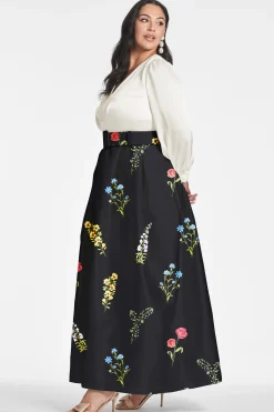 Sachin & Babi Plus Sizes|Long Sleeve<Zoe Gown - Off White/Noir Bouquet Offwhite/noirbouquet
