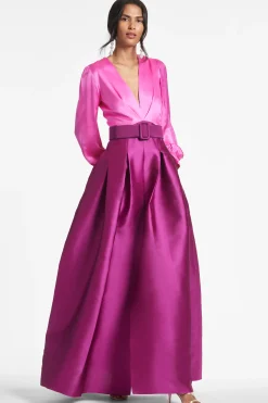 Sachin & Babi Plus Sizes|Long Sleeve<Zoe Gown - Pink/Magenta Pink&magenta