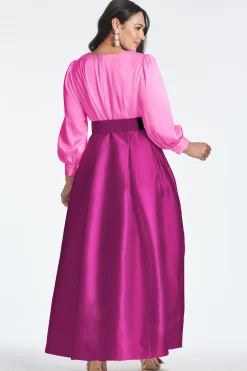 Sachin & Babi Plus Sizes|Long Sleeve<Zoe Gown - Pink/Magenta Pink&magenta